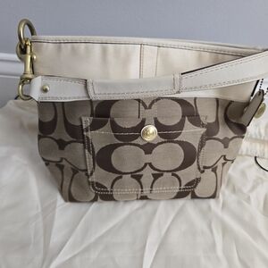 Coach Tan and Cream Signature Shoulder Bag